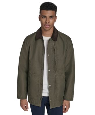 Men's Cotton Barn Coat with Corduroy Collar