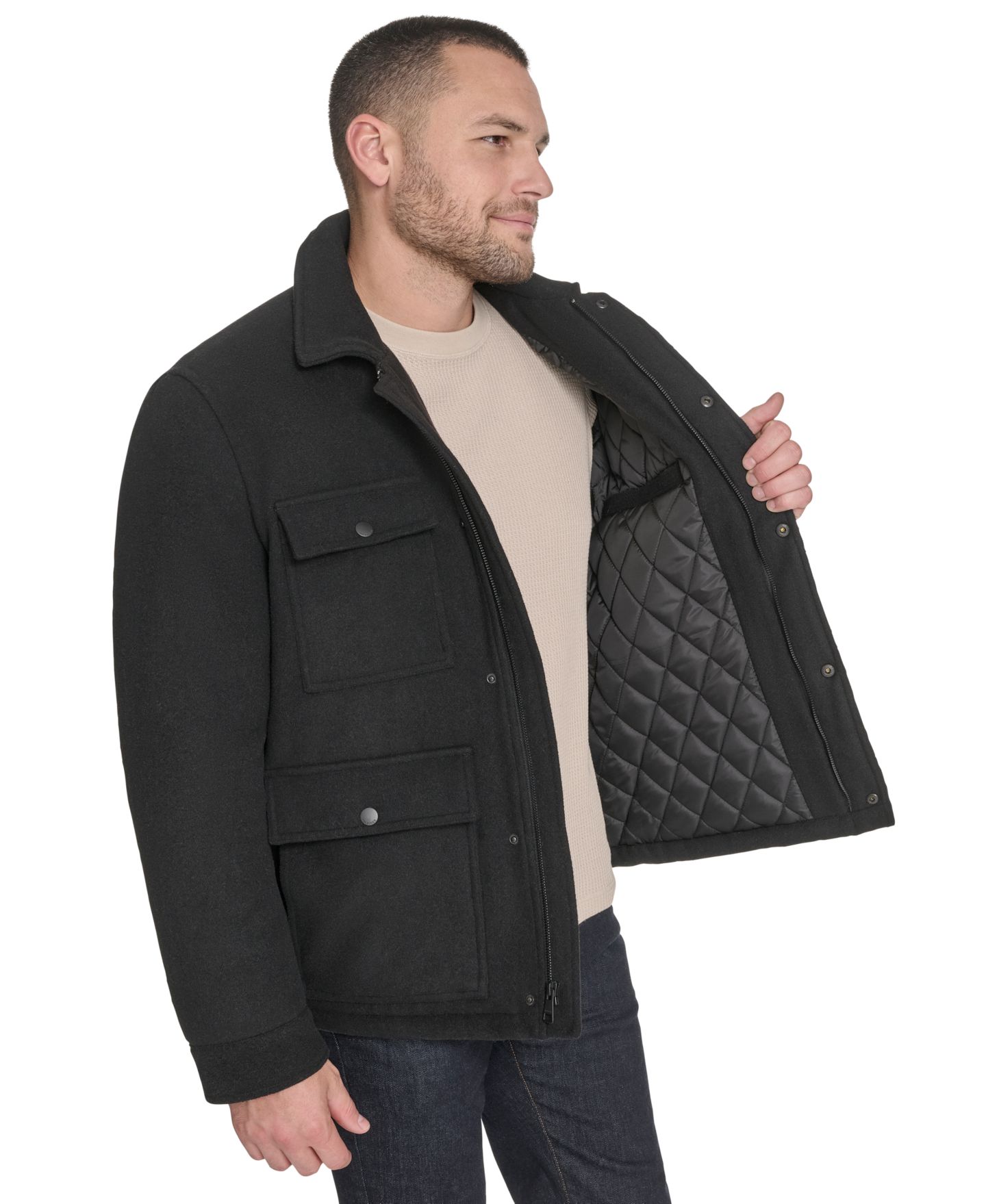 Мужская куртка Tommy Hilfiger Wool Blend Field, цвет: Чёрный — фото 5