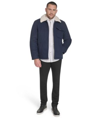 Men's Wool Blend Jacket with Sherpa Collar