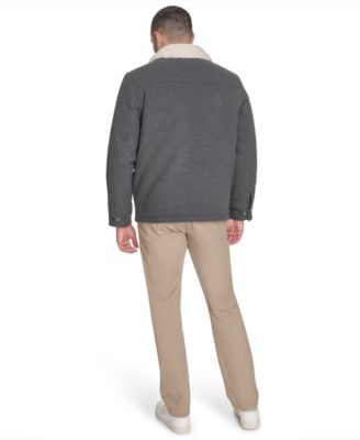 Men's Wool Blend Jacket with Sherpa Collar