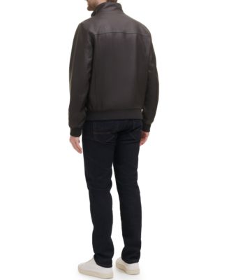 Men's Faux Leather Stand Collar Bomber