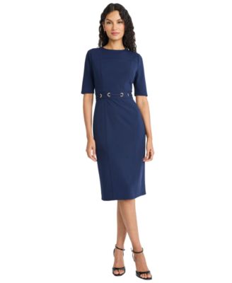 Maggy London - Women's Crewneck Sheath Midi Dress