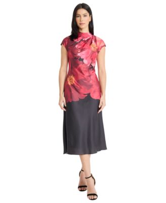 Maggy London - Women's Printed Cap Sleeve Midi Dress