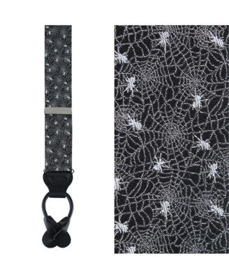 Men's Venom Spider Web Motif Novelty Silk Button End Suspenders