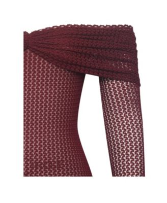 Women Kaedyn Burgundy Off Shoulder Long Sleeve Crochet Mermaid Maxi Dress