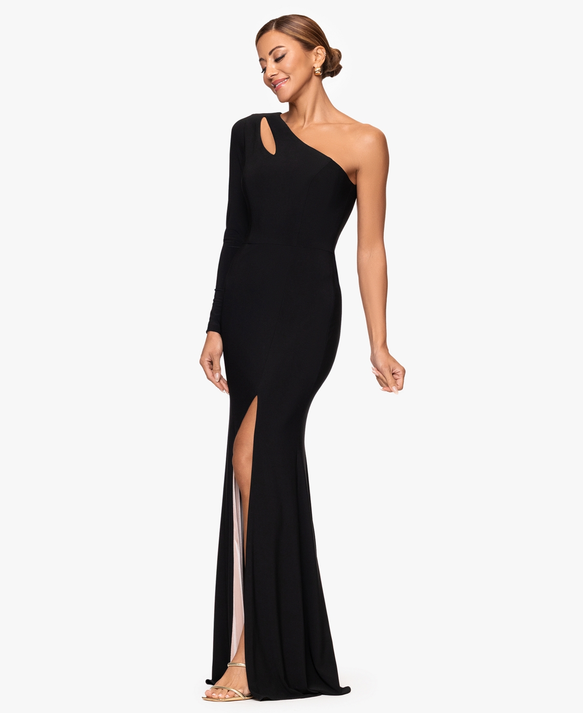 Xscape Women's One Shoulder Maxi Dress In Black