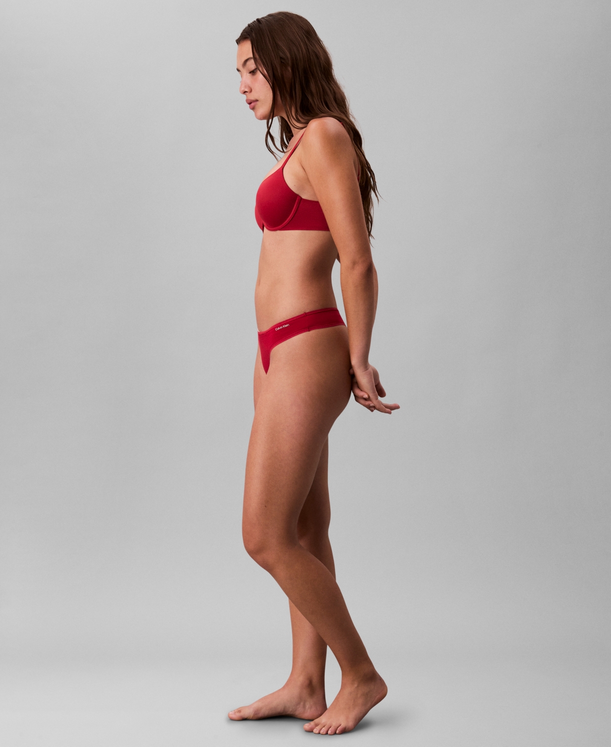 Calvin Klein Women's Ideal Cotton Thong Underwear Qd5124 In Red