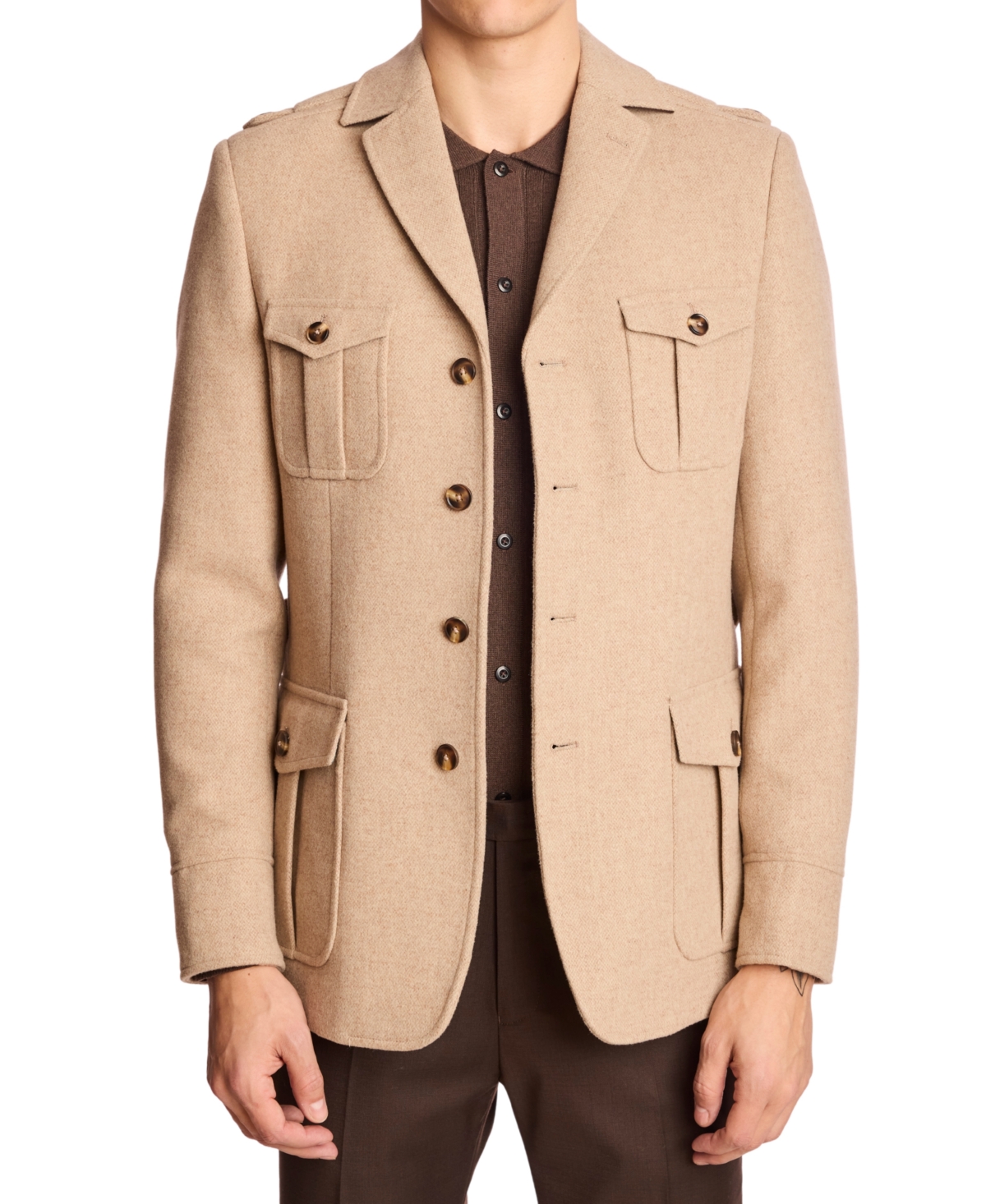 Paisley & Gray Men's Collared Utility Jacket In Brown