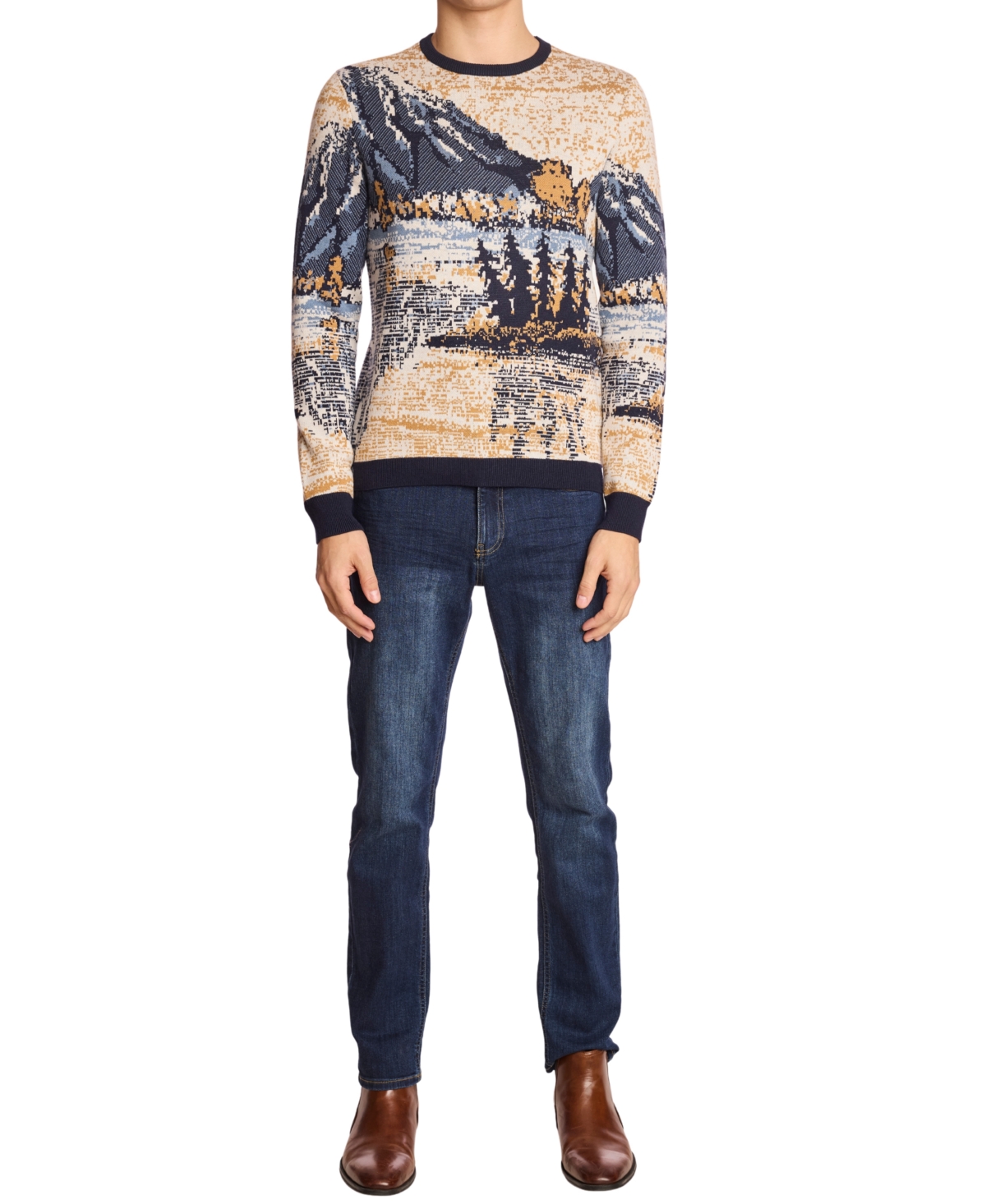 Paisley & Gray Men's Mountain Retreat Crewneck Sweater In Neutral