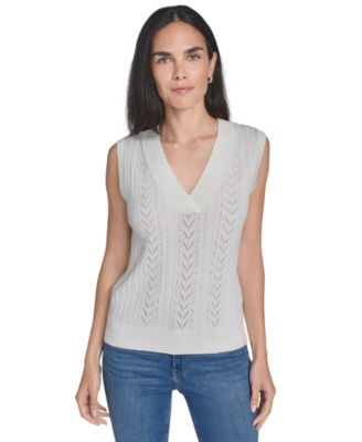 Women's V-Neck Pointelle Sweater