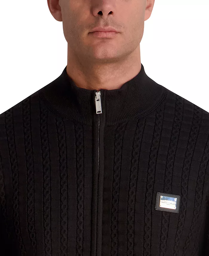 Men's Full Zip Cable Knit Sweater - thumbnail 9