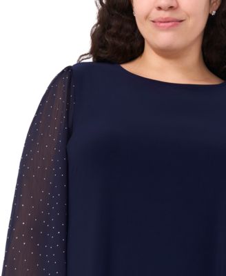 Plus Size Round Neck Bell Sleeves Shift Dress