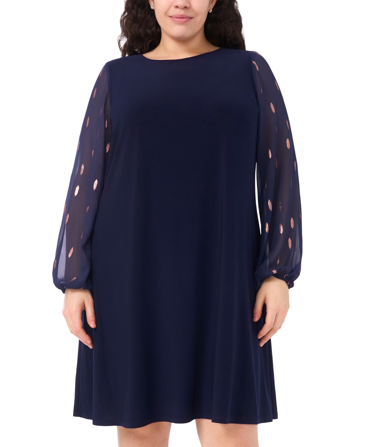 Msk Plus Size Long Sleeves Shift Dress In Multi