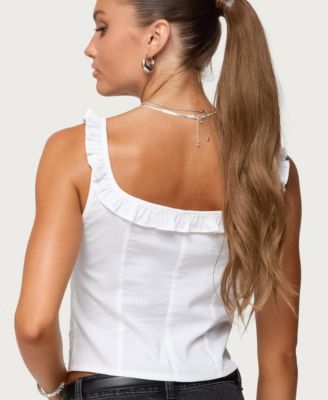 Women's Noga Ruffle Woven Button Up Top