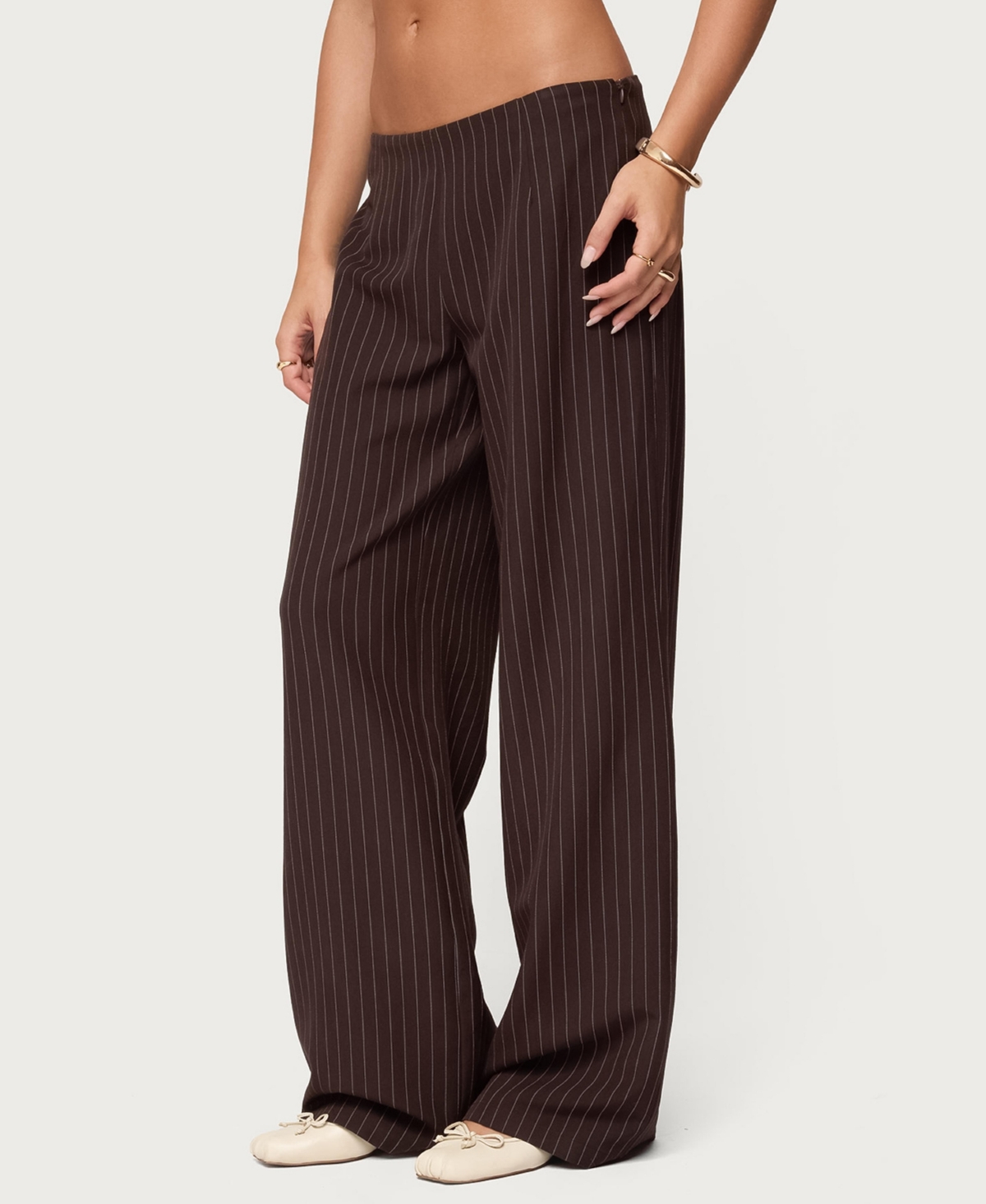 Edikted Women's Kerie Pinstripe Low Rise Pants