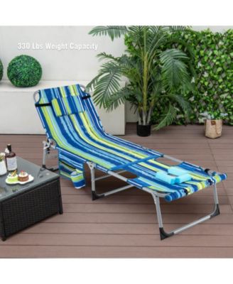 Outdoor Folding Chaise 5-Position Lounge Chair with Adjustable Footrest