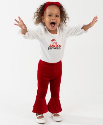 Baby Girls' Santa's Favorite Bodysuit and Leggings with Headband, 3-Piece Set