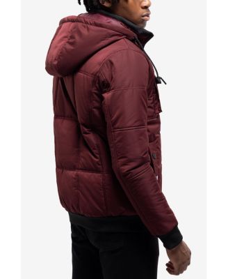 Men's Hooded Puffer Jacket With Patch Chest Pockets