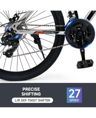 26-Inch 27-Speed Mountain Bike for Adults with Dual Disc Brakes & High-Carbon Steel Frame, Suspension Fork