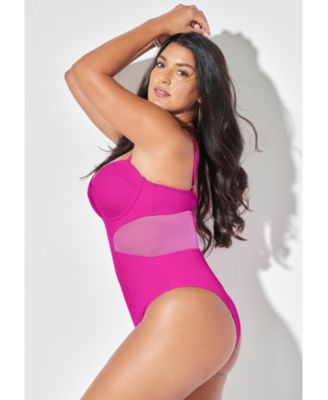 Women's Cup Mesh Underwire One Piece Swimsuit