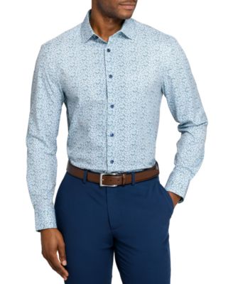 Men's Spread Collar Plaid Dress Shirt