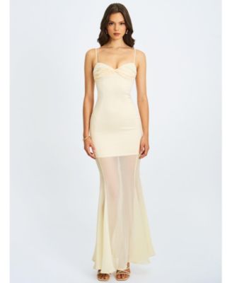 Women's Zayne Butter Yellow Ruch Breast Chiffon Mermaid Maxi Dress