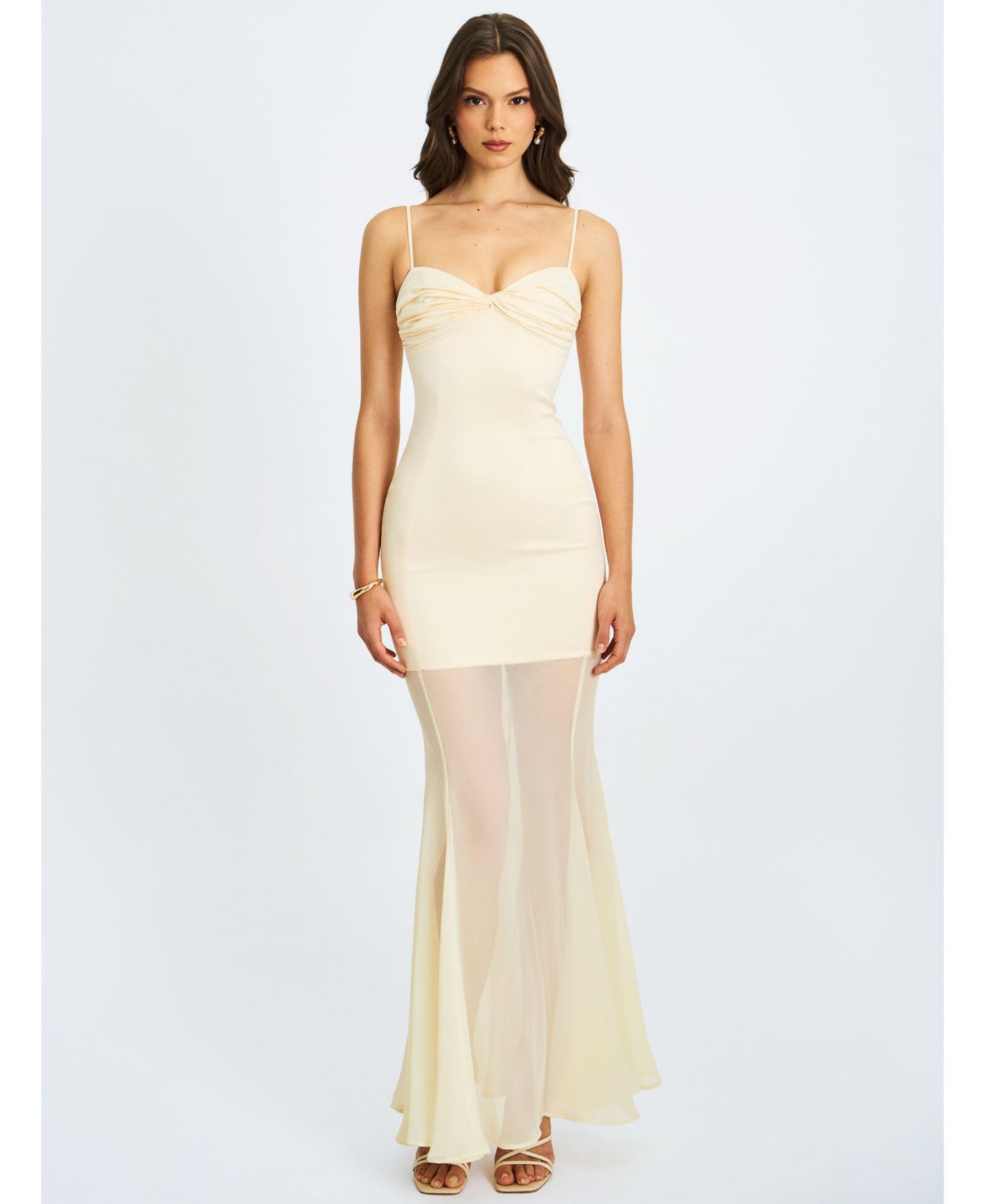 Women's Zayne Butter Yellow Ruch Breast Chiffon Mermaid Maxi Dress