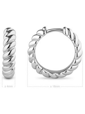 Rope Hoop Earrings in Rhodium Plated Sterling Silver
