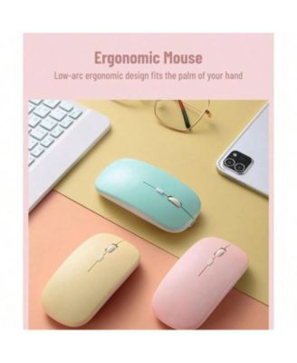 Keyboard And Mouse Combo - Cute Bluetooth Keyboard With Silent Mouse, 3 Adjustable DPI 2.4G USB Slim Keyboard Mouse Set For IOS For Android
