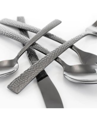 Baily 20 Piece Flatware Utensil Set, Stainless Steel Silverware Metal Service for 4 in Black