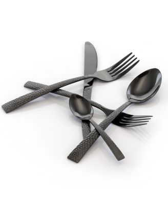 Baily 20 Piece Flatware Utensil Set, Stainless Steel Silverware Metal Service for 4 in Black