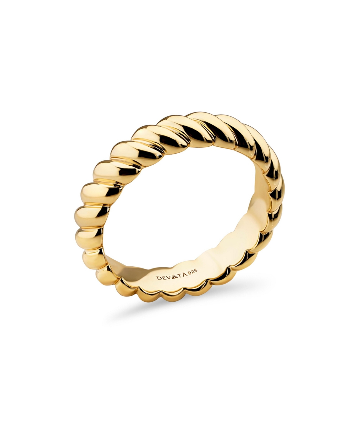 Devata Rope Band Ring Gold Plated Sterling Silver, 8