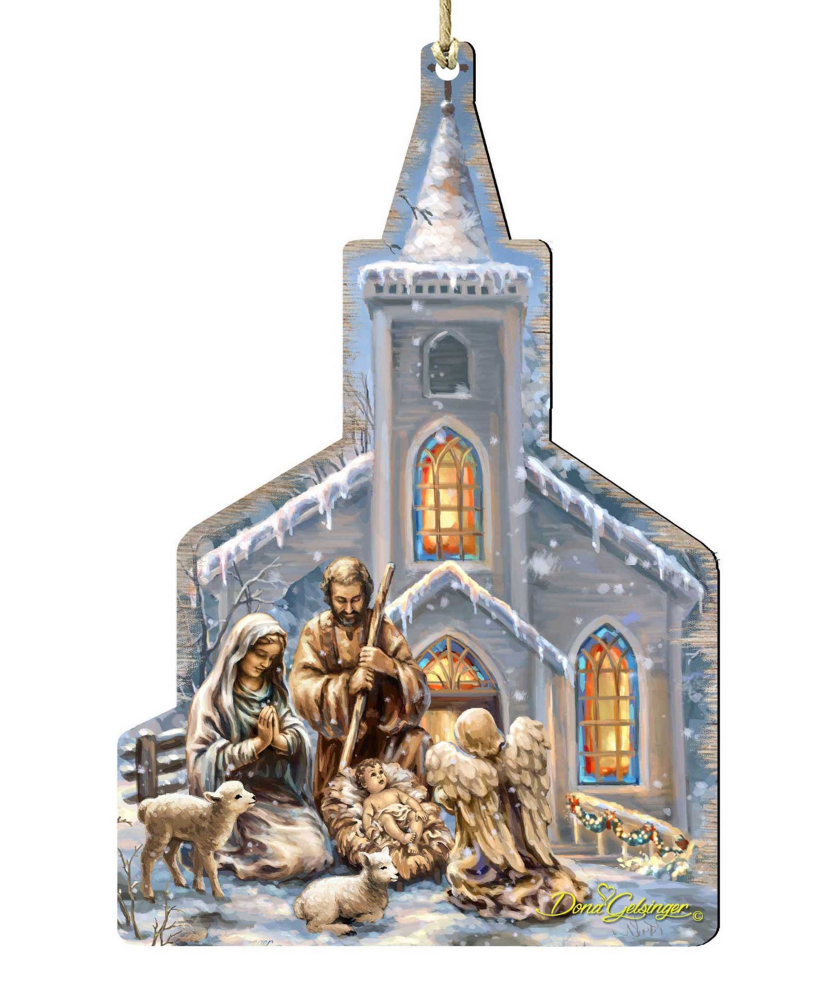 Designocracy Nativity Chapel Wood Christmas Ornament In Multi