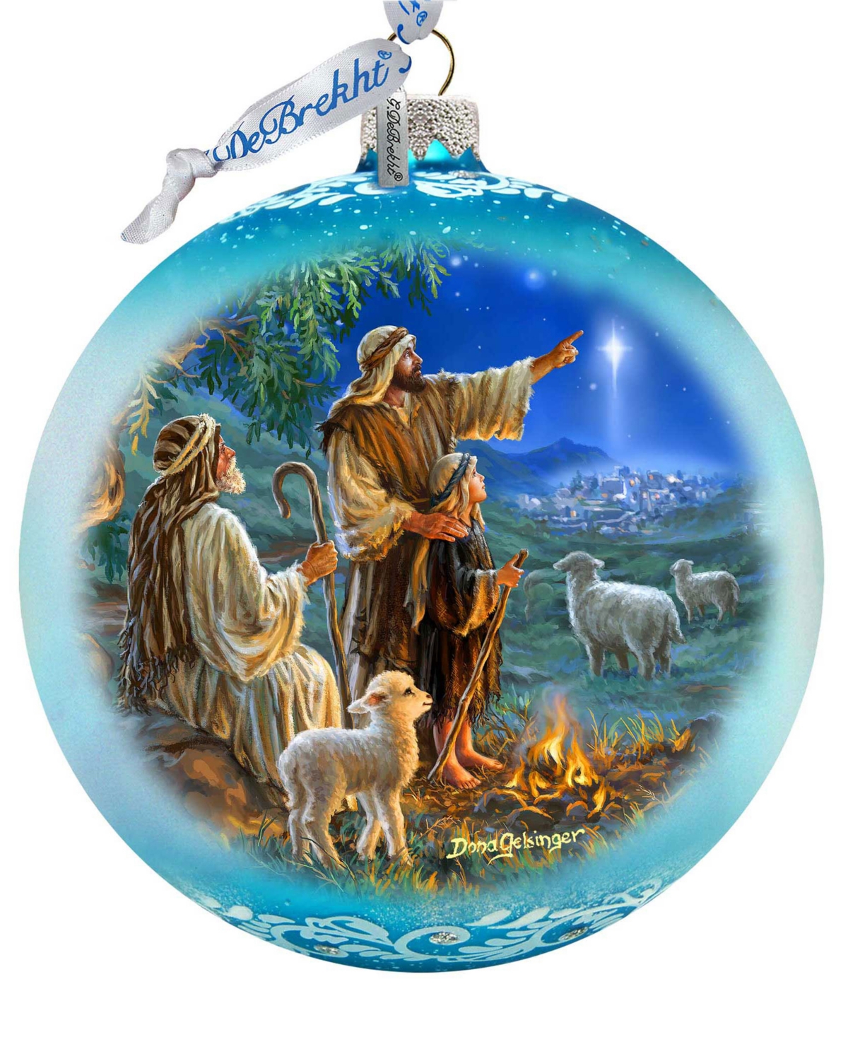 G.debrekht G. Debrekht Shepherds Keeping Watch Le Glass Ornament In Blue