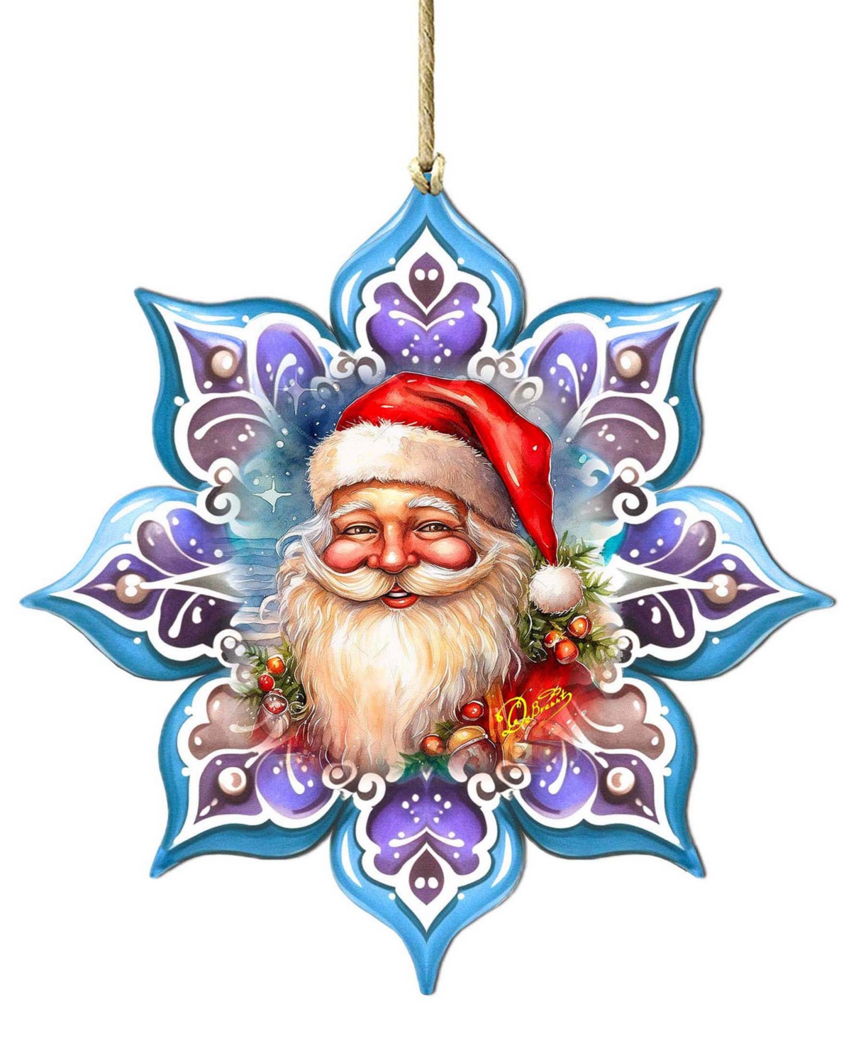 Designocracy Smiling Santa Snowflake Holiday Ornament In Multi