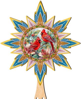 Christmas Cardinals Wooden Tree Topper