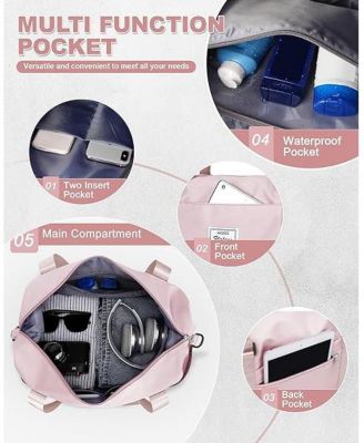 Travel Duffel Bag, Sports Tote Gym Bag, Shoulder Weekender Overnight Bag for Women