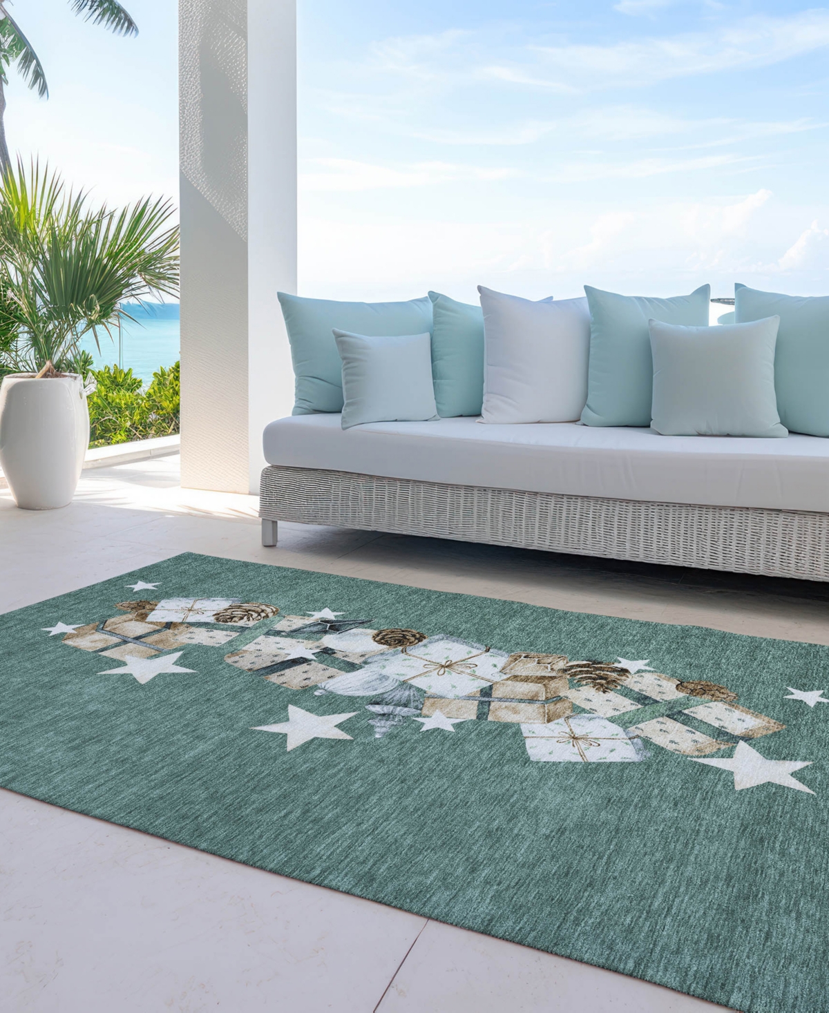 Addison Holiday Washable Indoor/outdoor Acn1825 10'x14' Area Rug In Blue