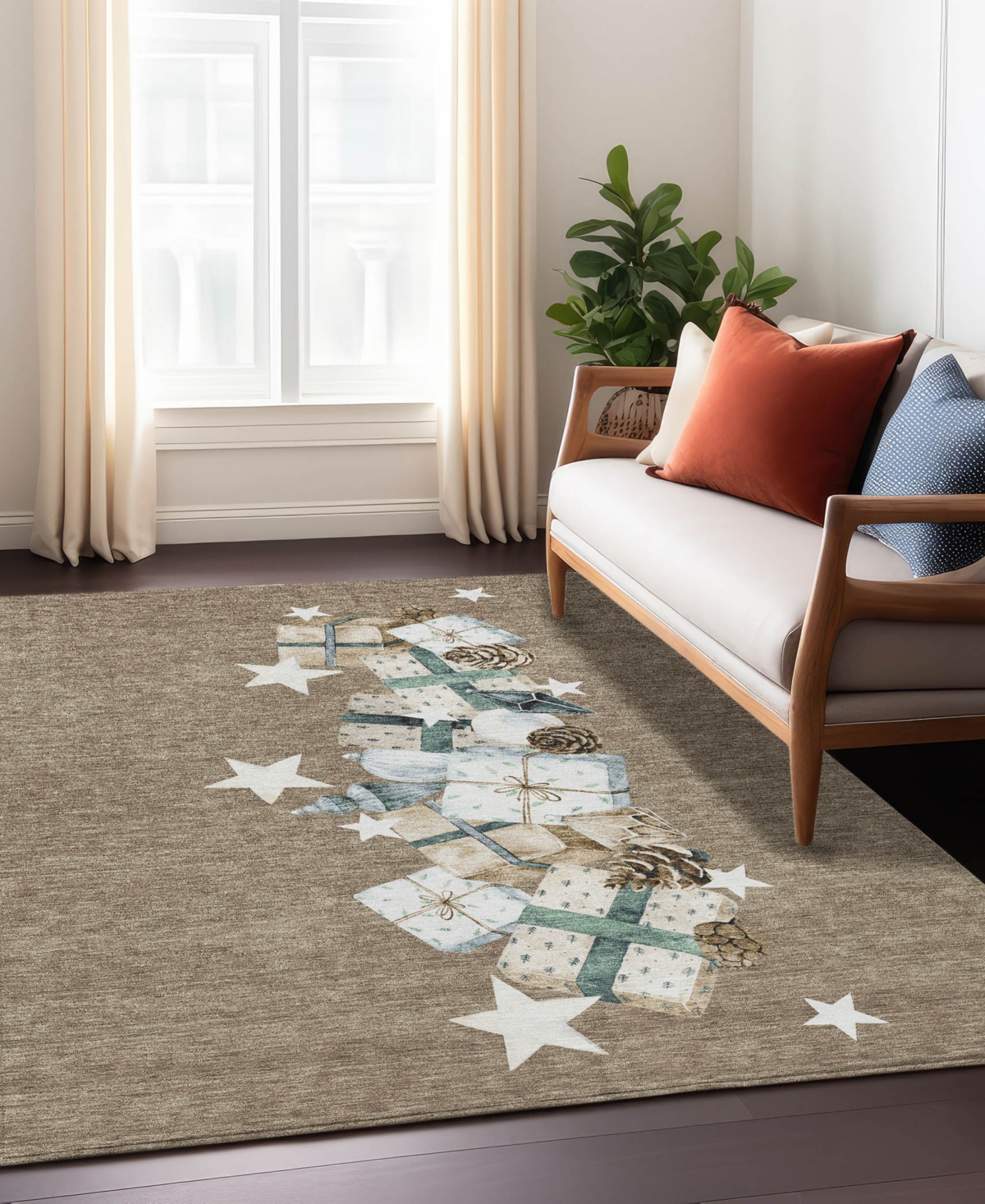 Addison Holiday Washable Indoor/outdoor Acn1825 3'x5' Area Rug In Brown