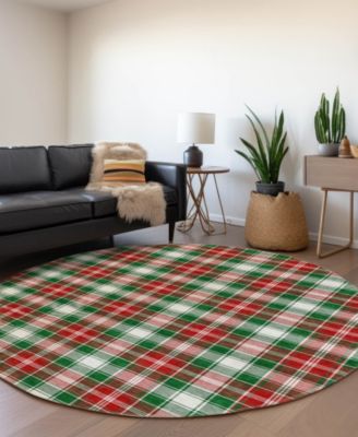 Holiday Washable Indoor/Outdoor ACN1817 8'x8' Round Area Rug