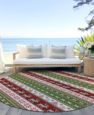 Holiday Washable Indoor/Outdoor ACN1818 8'x8' Round Area Rug