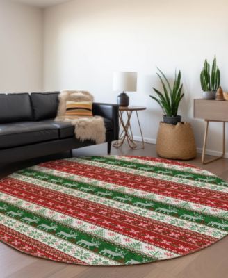Holiday Washable Indoor/Outdoor ACN1818 8'x8' Round Area Rug