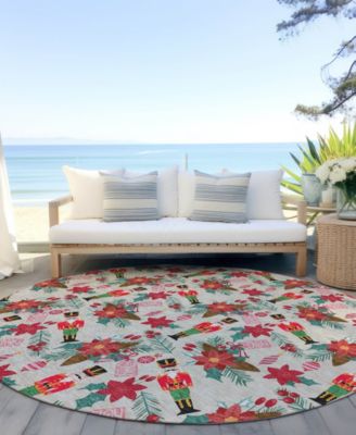 Holiday Washable Indoor/Outdoor ACN1822 8'x8' Round Area Rug
