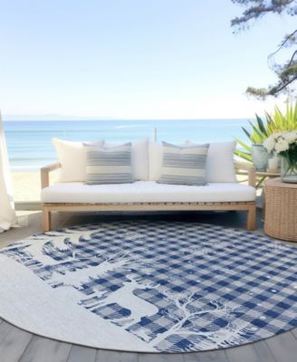 Holiday Washable Indoor/Outdoor ACN1824 8'x8' Round Area Rug