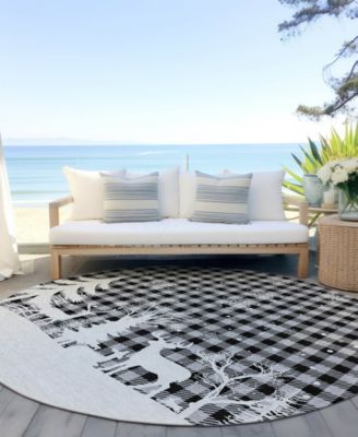 Holiday Washable Indoor/Outdoor ACN1824 8'x8' Round Area Rug