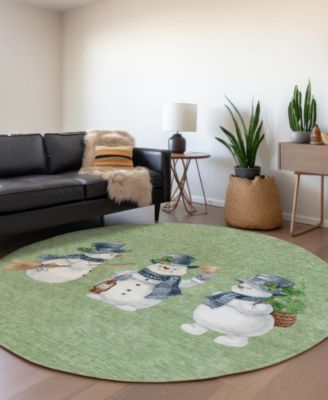 Holiday Washable Indoor/Outdoor ACN1826 8'x8' Round Area Rug