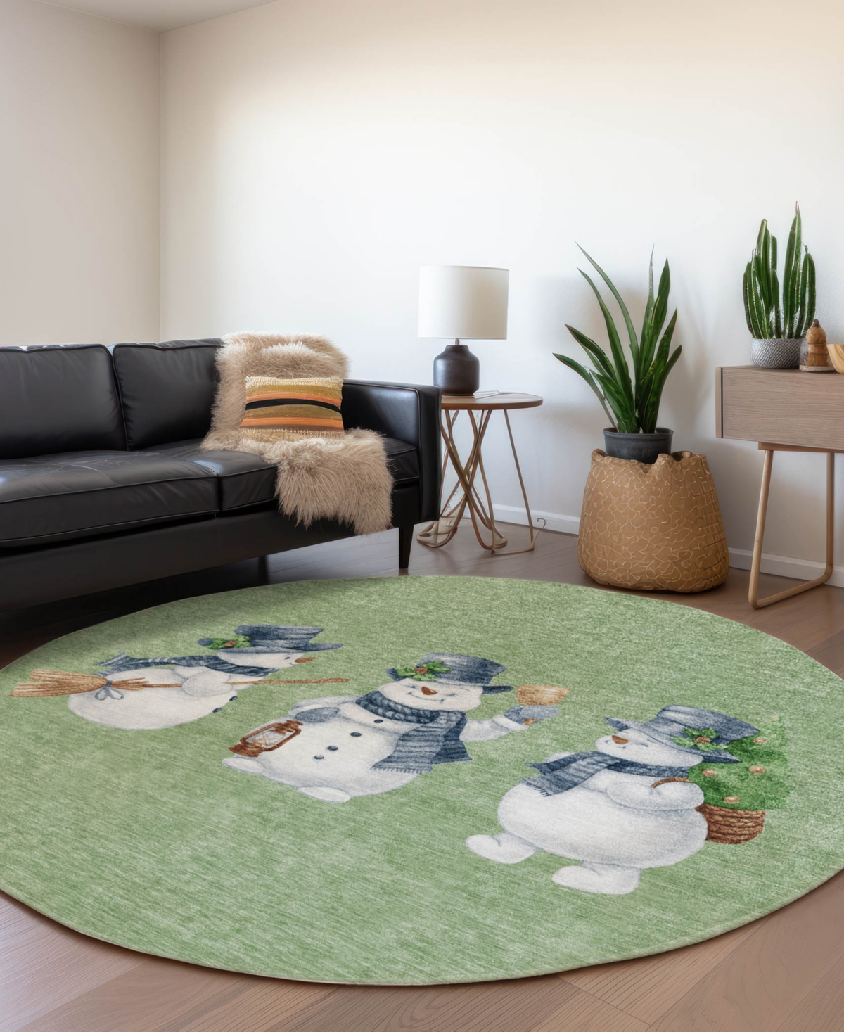 Addison Holiday Washable Indoor/outdoor Acn1826 8'x8' Round Area Rug In Green