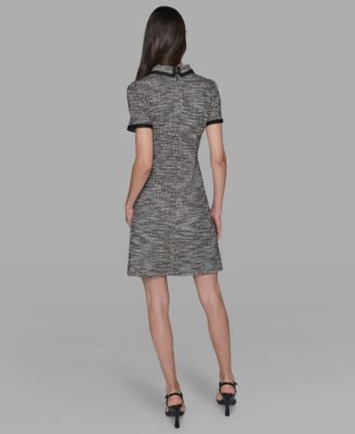 Women's Tweed Collared Shift Dress
