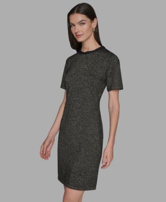 Women's Rhinestone Embellished Crew Neck Sweater Dress
