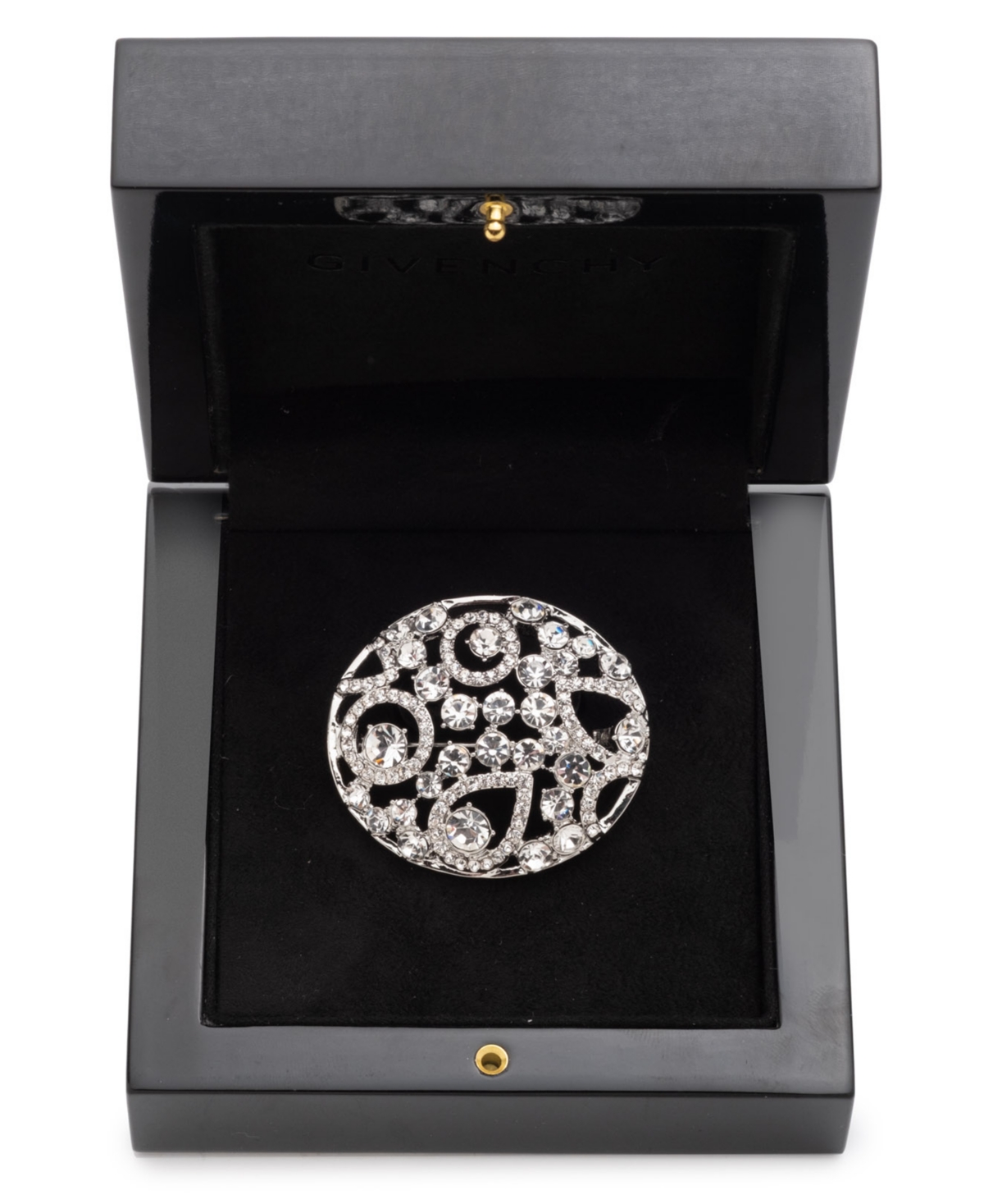 Givenchy Crystal Silver-tone Cluster Boxed Pin In Metallic